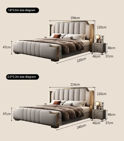 Italian Luxury Beds Leather Modern Simple Storage Beds Queen White Bedroom Double Somieres Marcos De Cama Bedroom Furniture