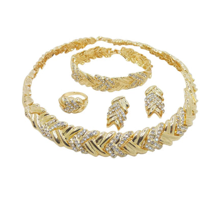 ewelry for Women Fashion Crystal Jewelry Set 18k Gold Plated Rhinestone Clear Crystal Necklace Earrings Accessories Gifts for Pr