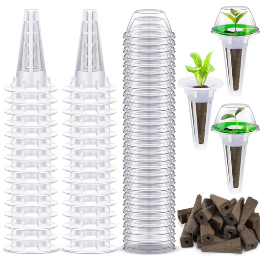 120pcs Hydroponic Garden Accessories Pod Kit Including Grow Baskets Transparent Insulation Lids Plant Grow Sponges Labels For Se