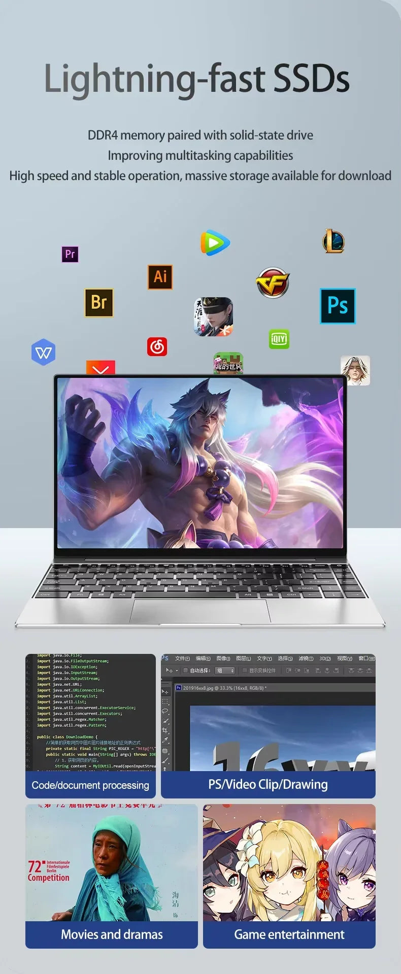 Laptop Computer 14.1" Intel 12GB RAM 1TB 2TB SSD Windows 11 Notebook Office Learn Recreation Entertainment Portable Laptops