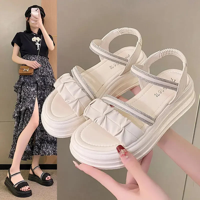 Outdoor Platform Sandals for Women New Breathable Fashion Woman Shoes Summer 2025 Comfortable Trending Pvc Designer Luxury Shoe