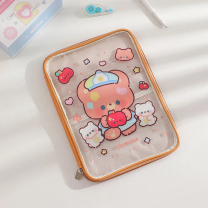 Cartoon PVC Stationary Organzier Pouch Big Capacity Storage Pens Eraser Students Pencil Bags