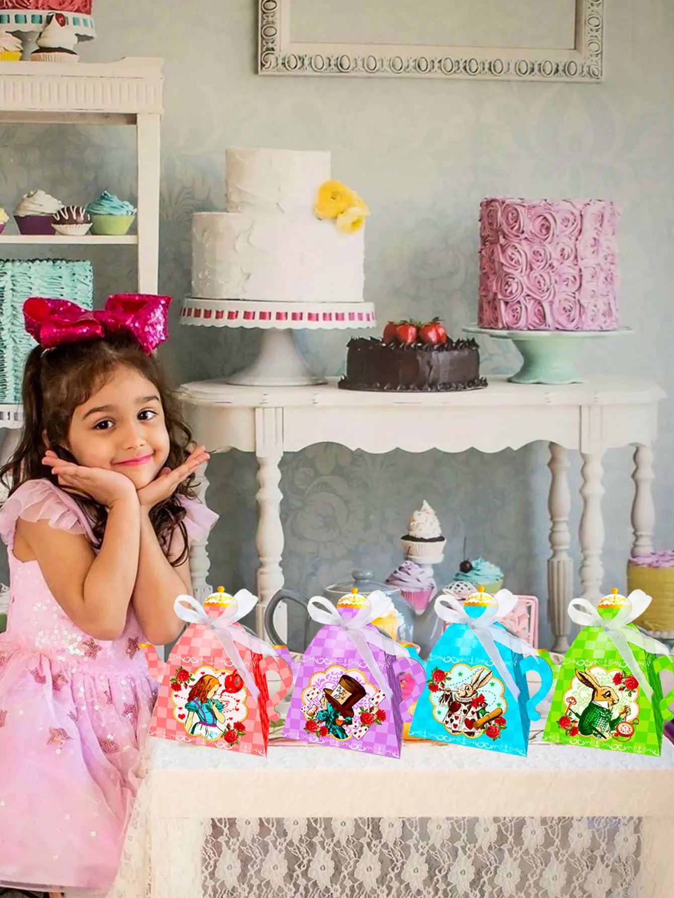 Alice in Wonderland Party Supplies Tea Party Favor Bags Alice in Wonderland Party Favor Boxes Tea Party Party Supplies
