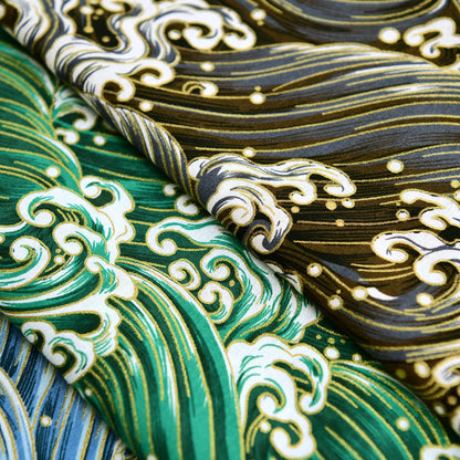 Cotton Bronzing Printing Fabric Handmade DIY Clothing Luggage Sachet Cotton Cloth Cotton Fabric Qinghai Smoke Wave, 145x50cm