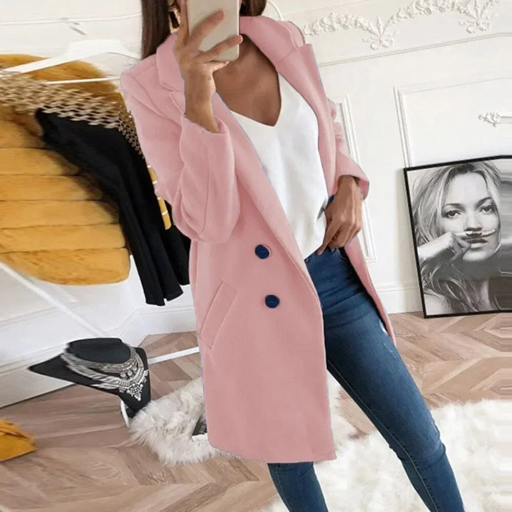 New Plus Size 4XL 5XL Women's Autumn Coat Woollen Blends Overcoats 2025 Winter Long Sleeve Casual Oversize Outwear Jackets Coat