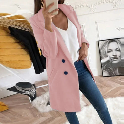 New Plus Size 4XL 5XL Women's Autumn Coat Woollen Blends Overcoats 2025 Winter Long Sleeve Casual Oversize Outwear Jackets Coat