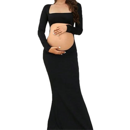 Maternity Dresses For Photoshoot Sexy Stretch Pregnancy Clothing Fishtail Skirt Backless and Abdominal Dress Floor Length Skirt