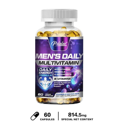 Men's Daily Multivitamin Supplement - Provides Cognitive Brain Health, Energy and Stamina, and Muscle Mass Vegan