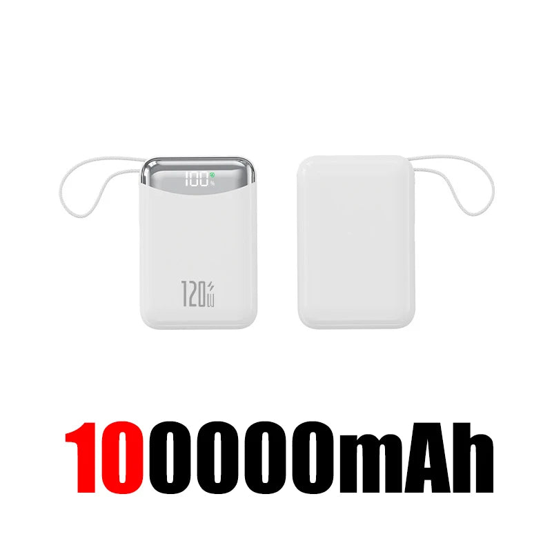 120W Power Bank With Charging Cables 100000mah Large Capacity Portable External Battery For Multi Phones Emergency Supply