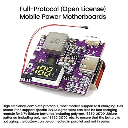 22.5W Power Bank Bidirectional Fast Charging Mobile Power Module Circuit Board With Digital/Light Type-C USB Suppor PD/QC3.0 2.0