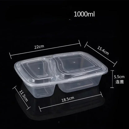 2 Compartment BPA Reusable Meal Prep Containers Rectangular Lunch Containers Microwavable Safe - Stackable Food Storage Trays
