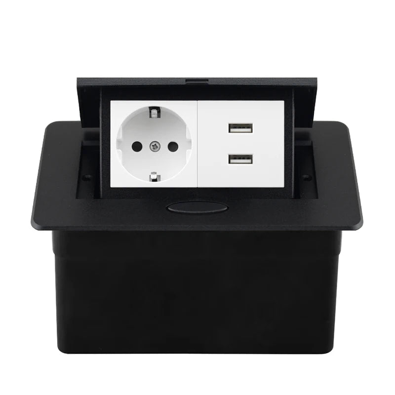 220V Desktop Power Socket Pop-up Hidden Socket EU Socket Built-in Socket With Dual USB Interface And type-C Interface