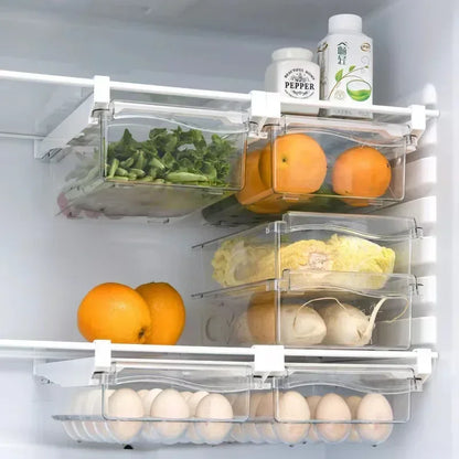 NEW Refrigerator Drawer Plastic Clear Fridge Organizer Slide Under Shelf Drawer Box Rack Holder Kitchen Fruit Food Storage Box