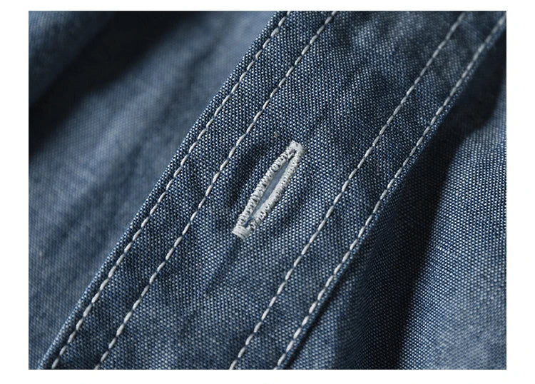 Bronson Repro USN Chambray Work Shirt Rugged Men's Selvedge Workwear Light Blue