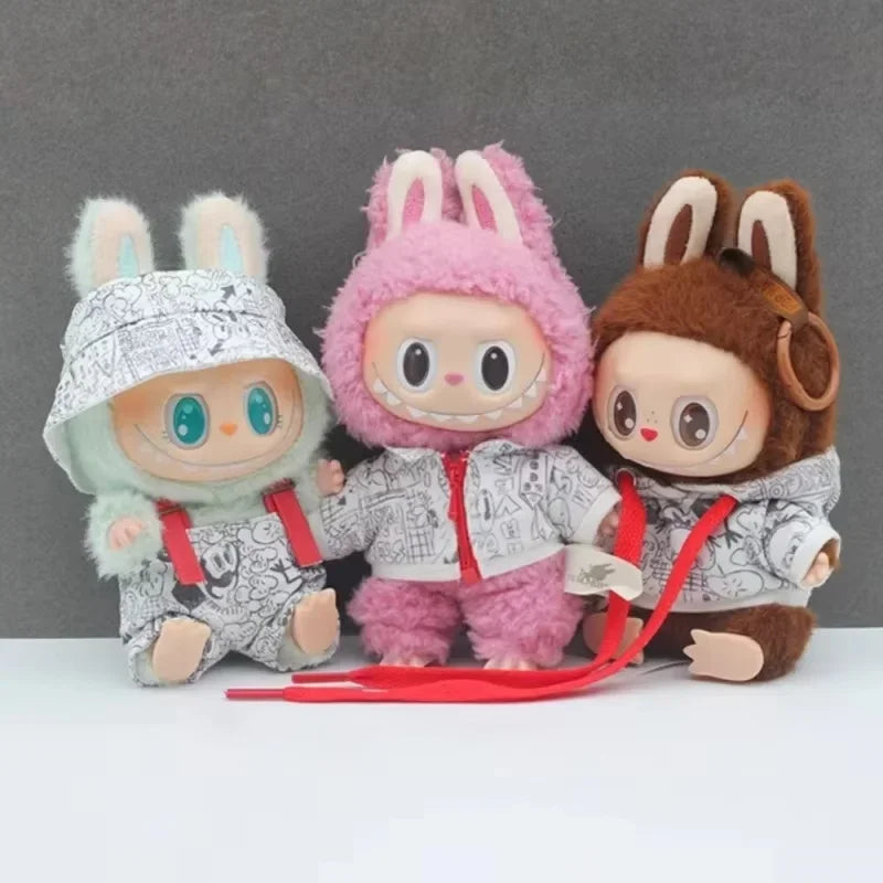 Labubu V1 V2 Generation Labubu Baby Clothes Printed Casual Hoodies Trendy Brand Cardigans, Fisherman Hats, Overalls Ornament ﻿