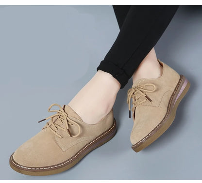Fashion Woman Comfortable Daily Business Office Shoes Lace Up Genuine Leather Casual Women's Shoe Spring Autumn