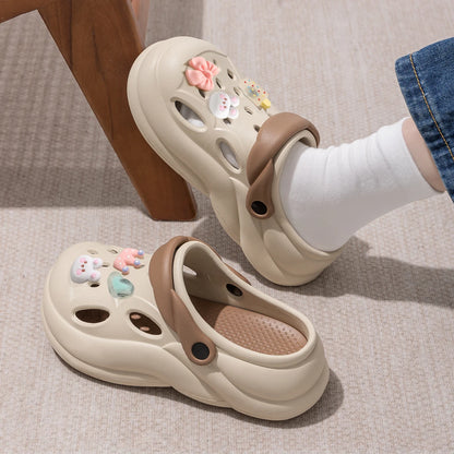 Women Thick Bottom Hole Shoes Summer Beach Platform Sandals Fashion Comfortable Indoor Outdoor Slippers
