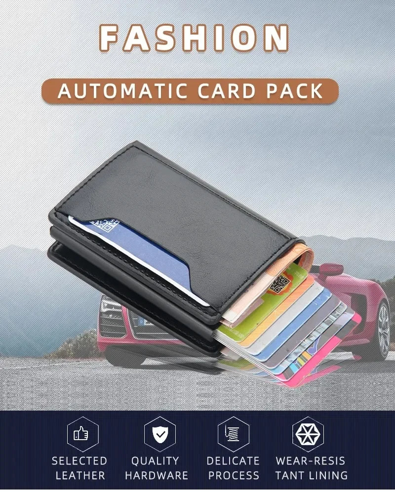 Anti Rfid Blocking Men Card Holder Case Wallets Free Name Customized Small Card Wallets Mini Wallet Qaulity Small Male Purses