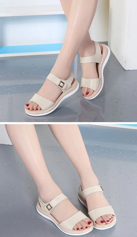 WOIZGIC Women's Female Ladies Genuine Leather Platform Sandals Shoes Summer Cool Beach Non Slip On