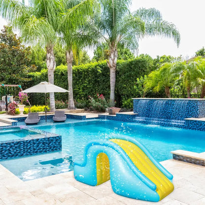 Inflatable Water Slide, Kids Water Slide, Swimming Pool Slide for Kids, Indoor and Outdoor Play, Blue PVC Slide 158*79*62cm