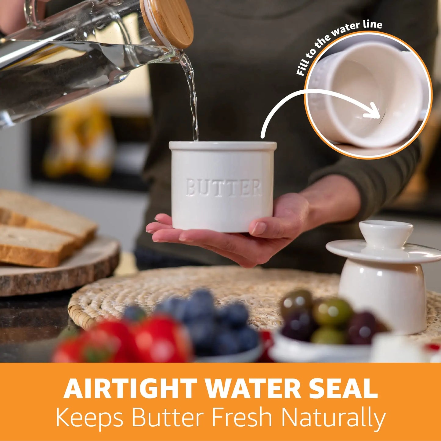 French Butter Crock For Counter With Butter Knife On Demand Spreadable Butter Ceramic Bell Style Butter Jar Butter Dish with Lid