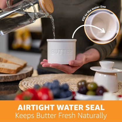 French Butter Crock For Counter With Butter Knife On Demand Spreadable Butter Ceramic Bell Style Butter Jar Butter Dish with Lid