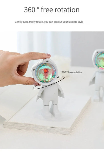 LED Seven Colors Light Sunset Light Astronaut Light Rainbow Projection Night Light 360Degree Rotation Rechargeable Ambient Light
