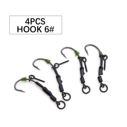 4pcs Ronnie Rig Curve Shank Fishing Hook Barbed Hook Pop Up Bait Boilie Screw Fishing Hair Rig Accessories Terminal Tackle