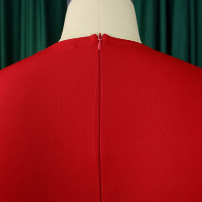 Elegant Office Dresses for Woman O Neck Full Sleeve Sheath Ruffles Package Hips Mid Calf Professional Business Work Dress Midi