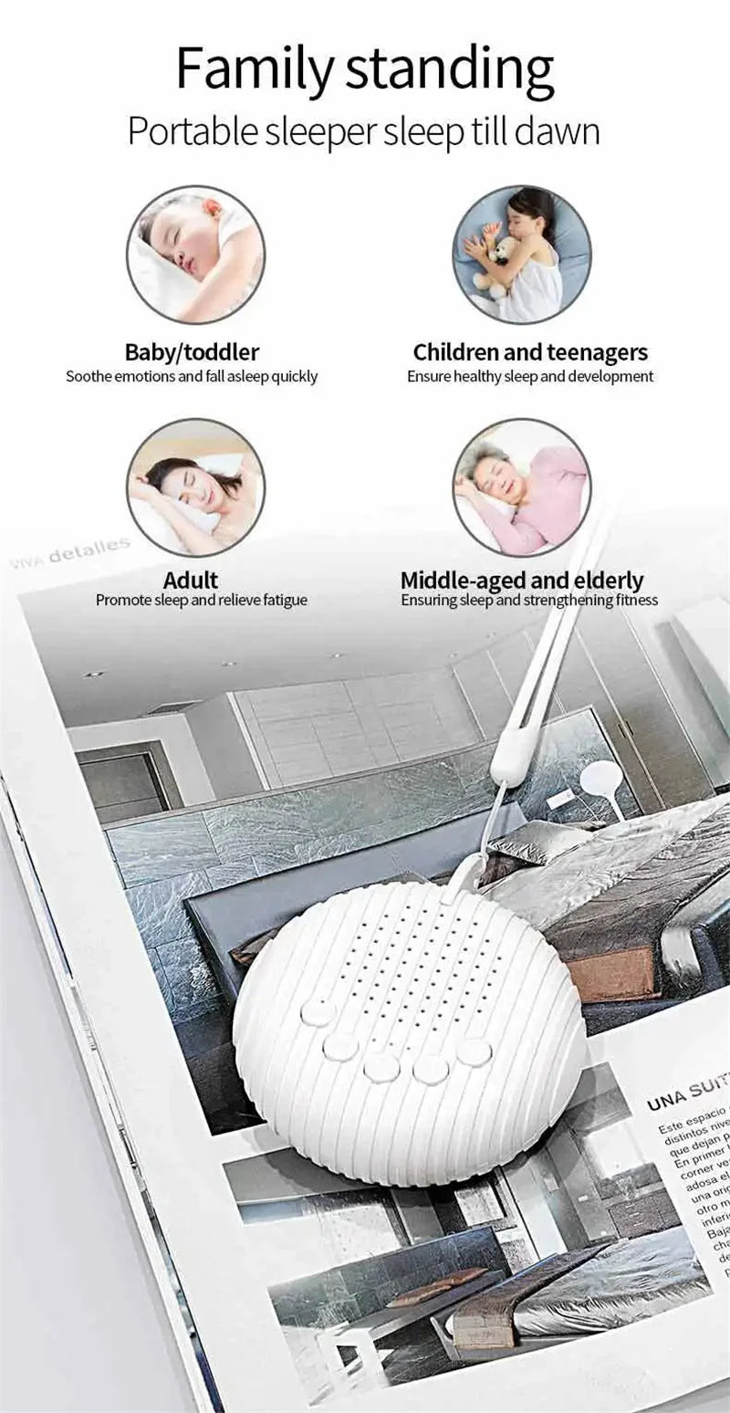 Baby Sleep Aid Machine 10 Soothing Sounds White Noise Sound Machine Timed Shutdown Rechargeable Sleep Soother Relaxation Monitor