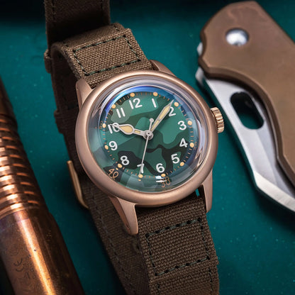 【SHY035】THORN Watch CuSn8 Tin Bronze Watch 36mm Diameter WWII Military Watch Retro Watch Trendy Men's Watch NH35 Movement