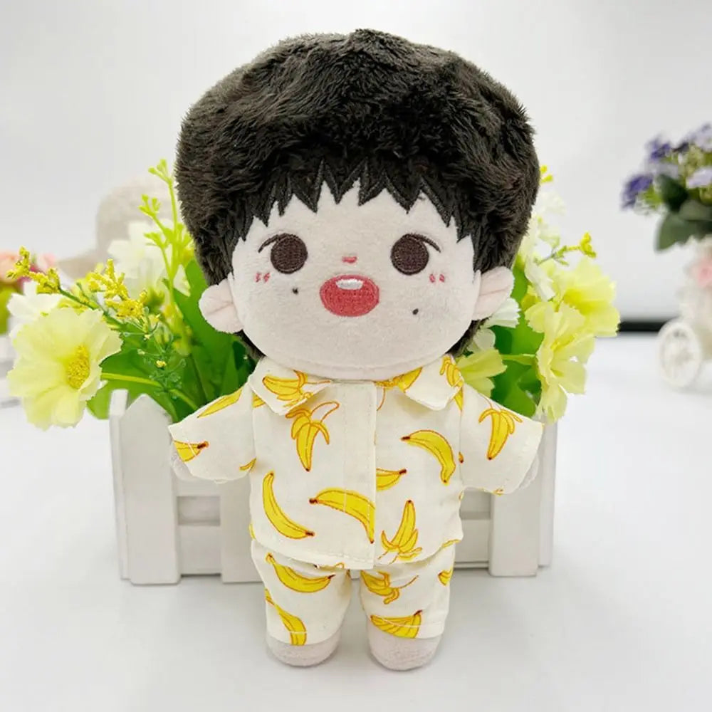 20CM Plush Doll Clothes Suit Fruit Animals Printing Lapel Shirt Pants Casual Wears Cotton Stuffed Toys Idol Dolls Accessories