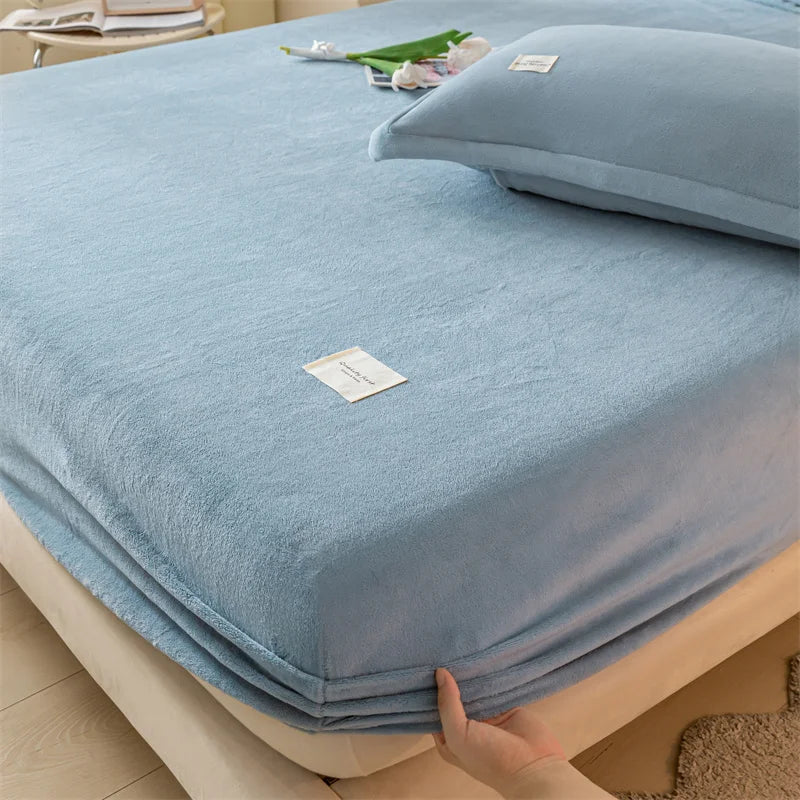 Velvet Thermal Mattress Cover, Plush Fabric Sheets For Winter, Bed Cover, Bed Sheets Set For Single Double King Queen Bed120x200
