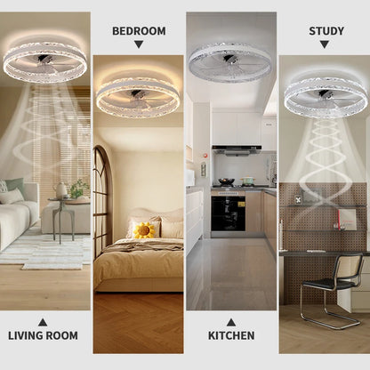 Smart Ceiling Fans With Light Slim Build Dimmable 6-speed Adjustment 50cm Electric Fan Silent Deco For Bedroom Study Dining Room