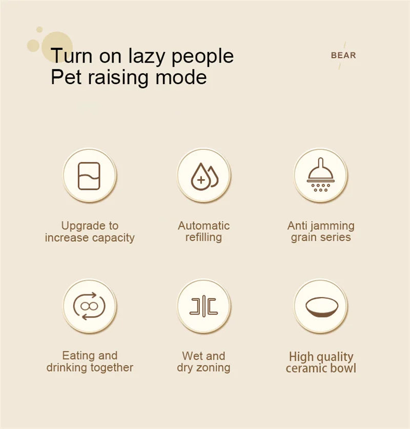 Pet Cat Automatic Feeder, Water Dispenser, Large Capacity Dry Wet Separation Food Container, Pet Supplies