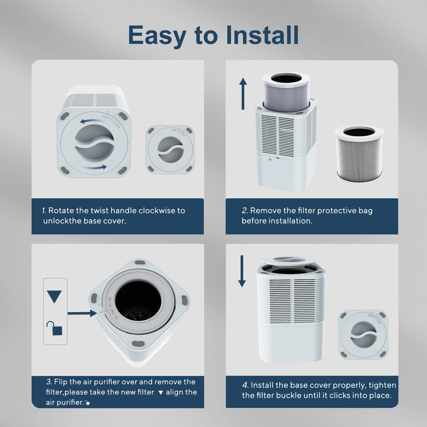 Air Purifier Portable Desktop Air Freshener For Home Allergies and Pets Hair, Smokers in Bedroom HEPA Filter Air Cleaner