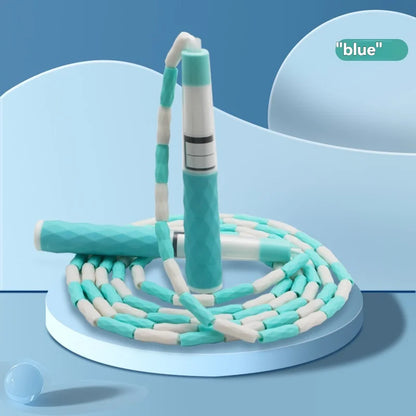 Wholesale adult and children's skipping ropes with colorful soft beads and bamboo nodes. Children's skipping ropes