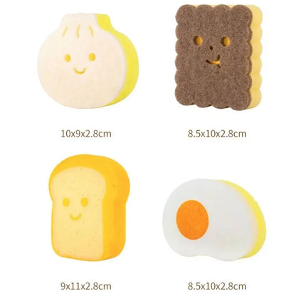 Cute Magic Sponge Kitchen Cleaning Tools Gadgets Dishwashing Sponges Egg Toast  Kawaii Items  Bathroom Dishwasher