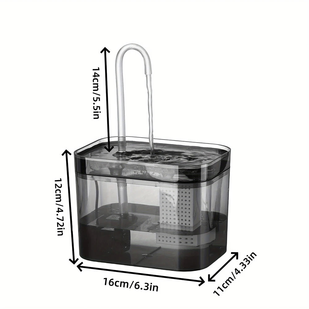 Cat Water Fountain 1.5L Transparent Black Automatic USB Electric Mute Pet Drinking Dispenser Recirculate Filtering For Cats