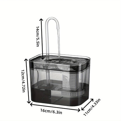 Cat Water Fountain 1.5L Transparent Black Automatic USB Electric Mute Pet Drinking Dispenser Recirculate Filtering For Cats