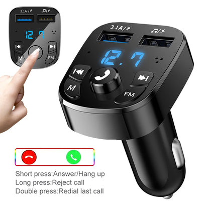 Car Fm Transmitter Bluetooth 5.0 Aux Handsfree Wireless Car Kit Dual Usb Car Charger Auto Radio Fm Modulator Mp3 Player Adapter