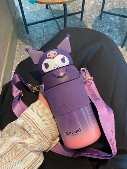 560ml Sanrio Kuromi Stainless Steel 316 Thermos Kawaii Hello Kitty Cinnamoroll Melody Kids Vacuum Flask Water Bottle Tumbler