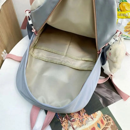 Portable Ins Students School Bags Large Capacity Bear High School Backpacks Multi Pockets Cartoon Teenage Shoulder Bags Girl