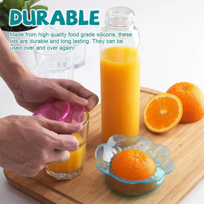 Silicone Stretch Lids Set Reusable Food Petal-Shaped Bowl Covers Round Petal-Shaped Elastic Food Container Fresh-Keeping Cover