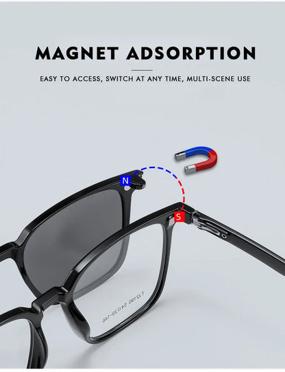 Magnetic Clip on Optical Myopia Glasses For Men Women Polarized Sunglasses Prescription Reading Glasses Blue Light Glass #TJ2190