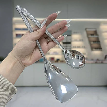 1Pc Stainless Steel Thickening Spoon Creative Long Handle Hotel Hot Pot Spoon Soup Ladle Home Kitchen Essential Tools