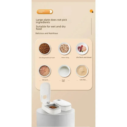 Automatic Pet Feeder Wet Dry Food Smart Timed Meal Dispenser Freshness Preservation Dual Trays Anti-Jamming Easy-Clean Cats Dogs
