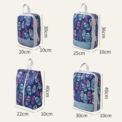 4pcs Compression Storage Bag Large Capacity Foldable Packing Cubes Washable Expandable Luggage Storage Bags Set