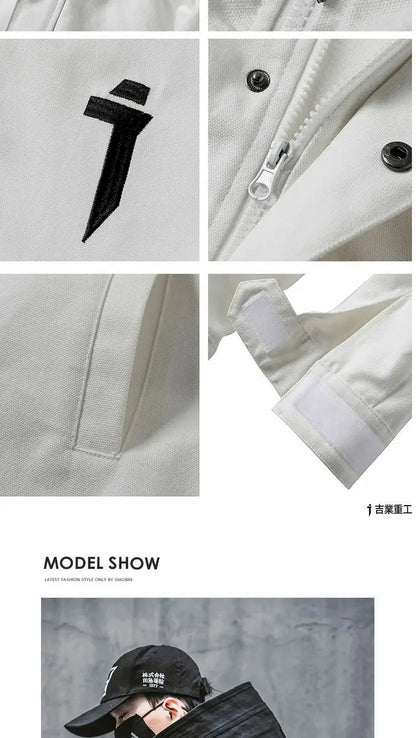 Oversize Jacket Trench Coat Men And Women Autumn Solid Japanese Fashion Vintage Casual High Street Hooded Functional Wind