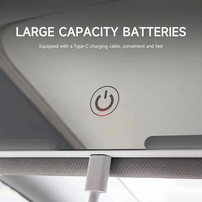 Car interior mirror, sun visor, LED high-definition makeup mirror, 3-mode touch screen adjustment,USBcharging,car makeup mirror